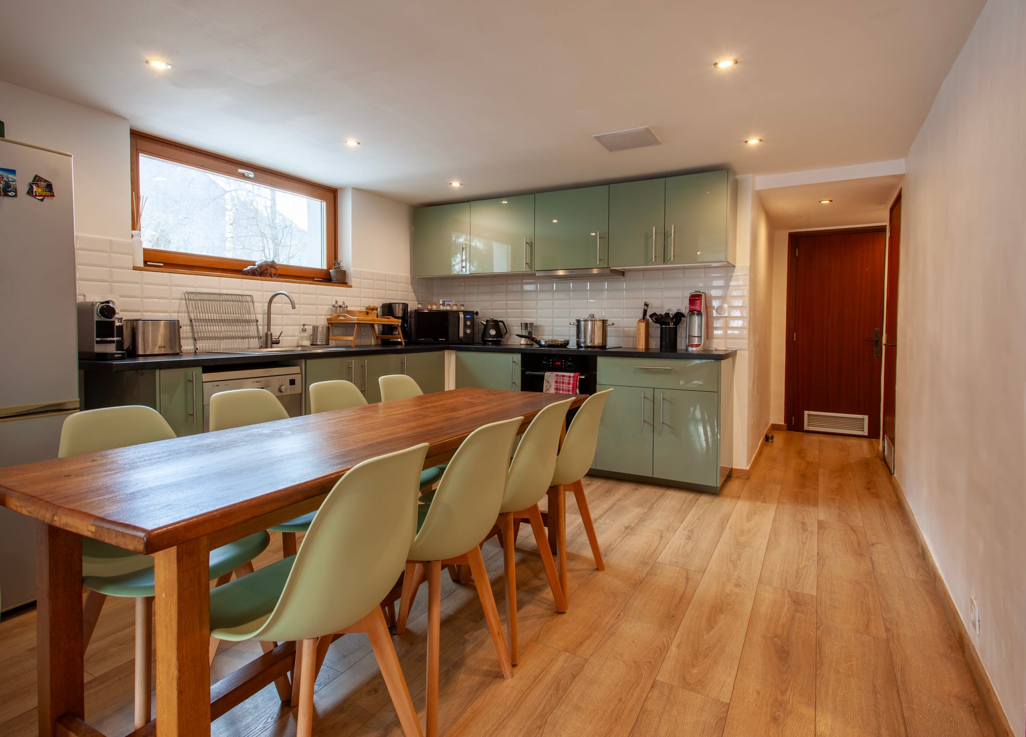 Open kitchen and dining area